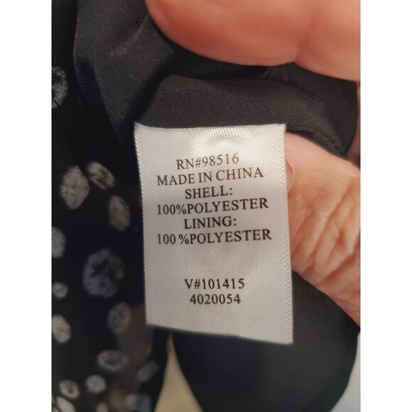 Coldwater Creek Black Dotted V-Neck Long Sleeve Chiffon Lined Blouse Size Medium - Picture 5 of 6